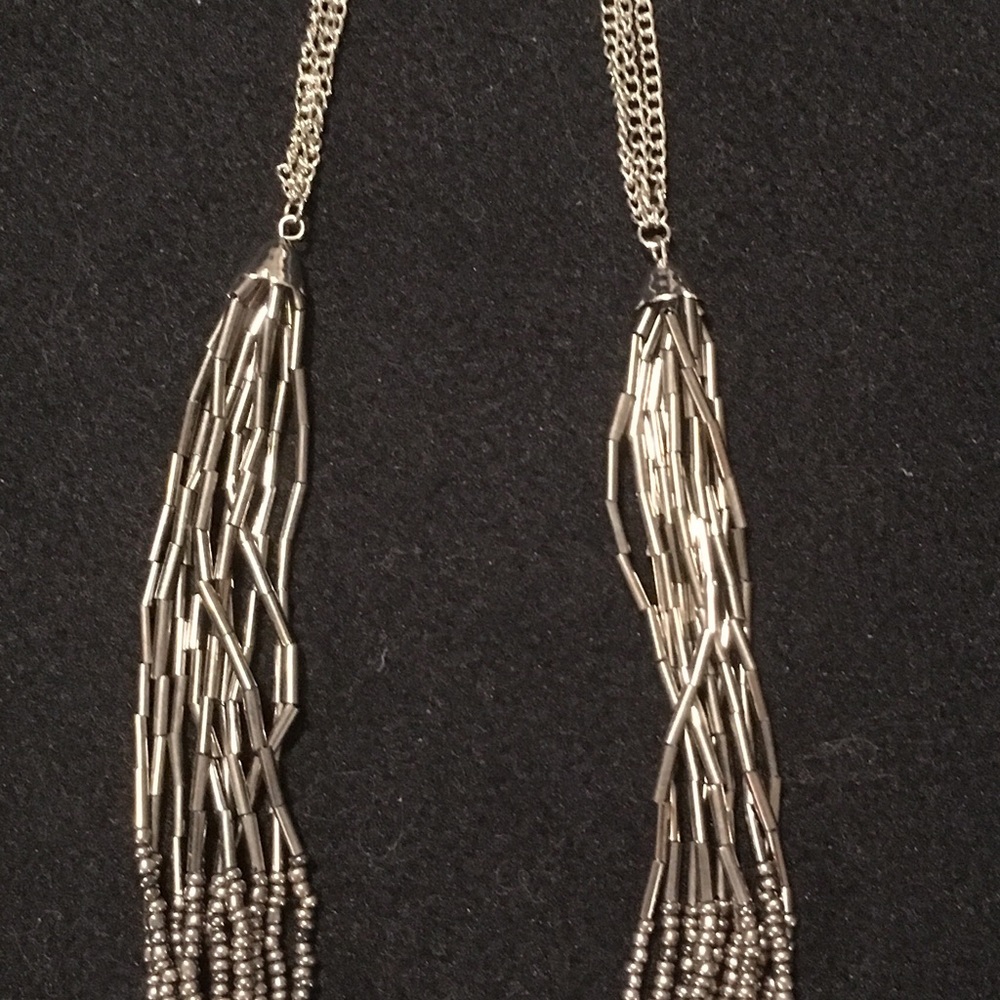 Vintage Woven Metal Links, Strands Necklace.